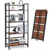 4-Tier Folding Bookshelf Foldable Portable Metal Storage