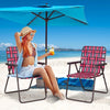 6 pcs Folding Beach Chair Camping Lawn Webbing Chair-Red