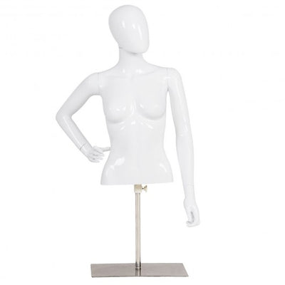 Torso Half Body Head Turn Female Mannequin with Base