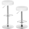 Set of 2  Adjustable Round Leather Seat Swivel Bar Stool