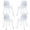 Set of 4 Dining Plastic Chair with Metal Legs Sage