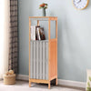 Bathroom Floor Cabinet Freestanding Single Door Bamboo 3-Tier Storage