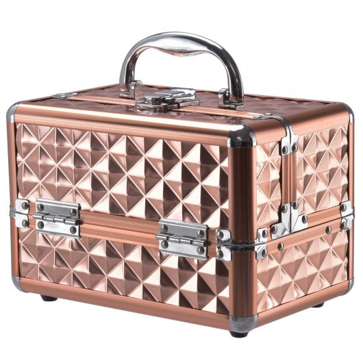 Beauty Cosmetic Makeup Case with Mirror & Extendable Trays