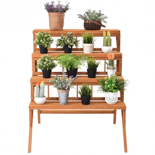 4 Tiers Wood Ladder Step Flower Pot Holder Plant Stand
