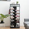 Wooden Free Standing Shoe Storage Shelf with Fabric Drawer-Black