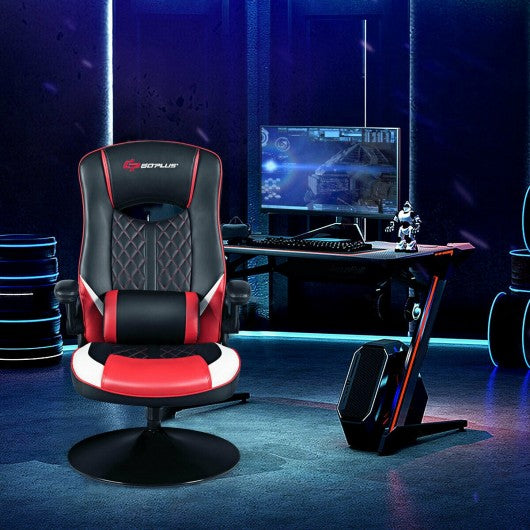 360 Degree Swivel Rocking Racing Style Gaming Chair-Red
