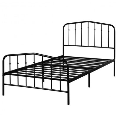 Twin Size Metal Bed Frame with Headboard & Footboard