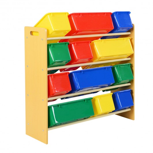 Toy Storage Organizer for kids with 12 Colorful Plastic Bins
