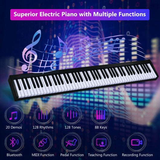 88 Key Portable Electronic Piano with Bluetooth and Voice Function