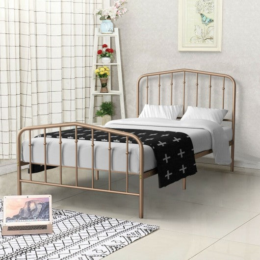 Twin Size Metal Bed Frame with Headboard & Footboard