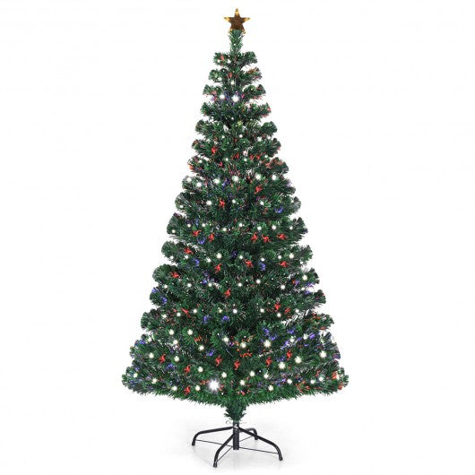 5'/6'7' LED Fiber Optic Artificial Christmas Tree w/ Top Star