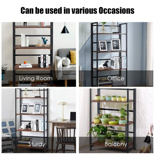 4-Tier Folding Bookshelf Foldable Portable Metal Storage