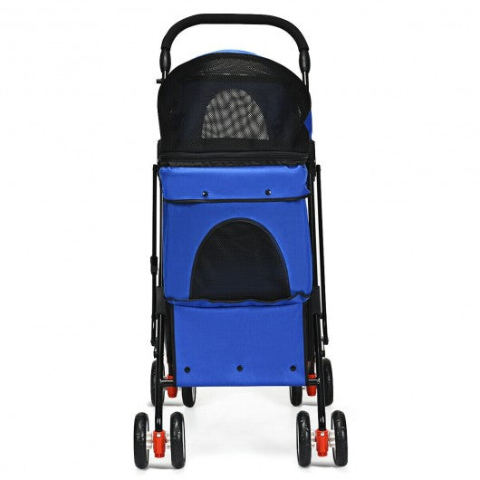 Pet Foldable Cage Stroller For Cat And Dog