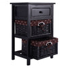 Black/White 3 Tiers 1 Drawer Night Stand-Black