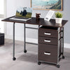Folding Computer Laptop Desk Wheeled Home Office Furniture-Brown