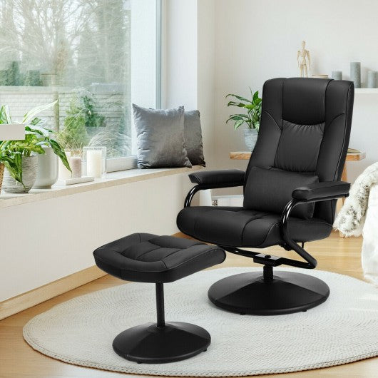 Recliner Chair Swivel Armchair Lounge-Black