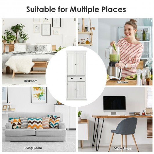 Cupboard Freestanding Kitchen Cabinet w/ Adjustable Shelves