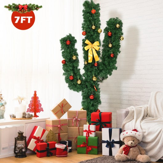5' / 6' / 7' Artificial Cactus Christmas Tree with Lights-7'