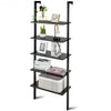 5-Tier Wood Wall Mounted Bookshelf with Metal Frame