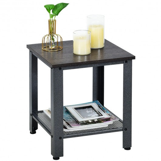 Industrial End Table 2-Tier Side Table