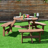 6-Person Patio Wood Picnic Table Beer Bench Set