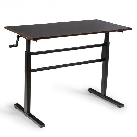 Height Adjustable Standing Desk with Crank Handle