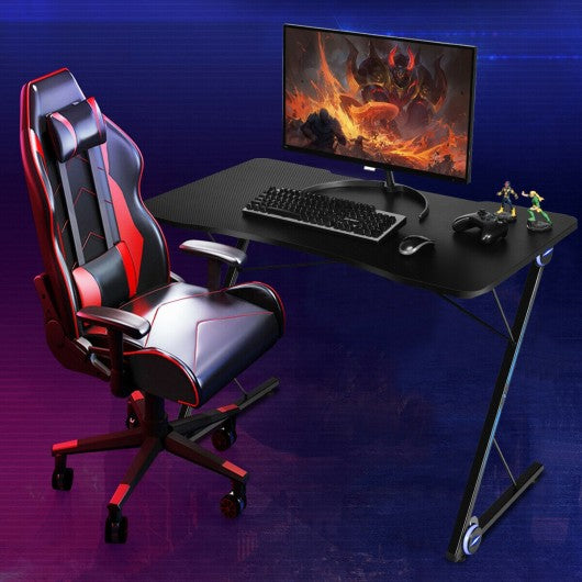 Z Shape Gaming Desk w/ LED Lights