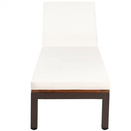 Patio Acacia Wood Lounge Chair Chaise Recliner