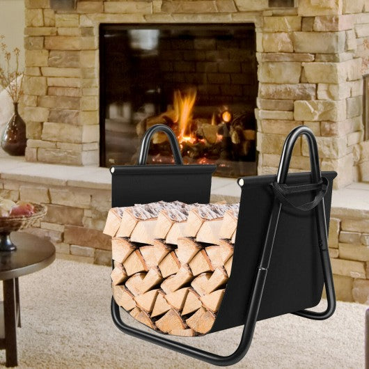 Firewood Rack Log Holder with Canvas Tote Carrier