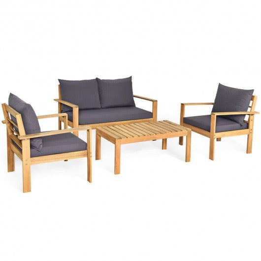 Outdoor 4PCS Acacia Wood Chat Set