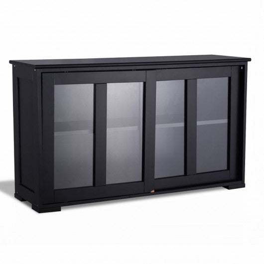 Kitchen Storage Cabinet with Glass Sliding Door
