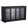 Kitchen Storage Cabinet with Glass Sliding Door