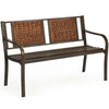 Outdoor Porch Furniture Patio Garden Bench Steel Frame Rattan