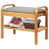 Shoe Rack Bench Bamboo with Storage Shelf -Natural