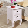 Wood Accent End Nightstand w/ 2 Storage Drawers-White