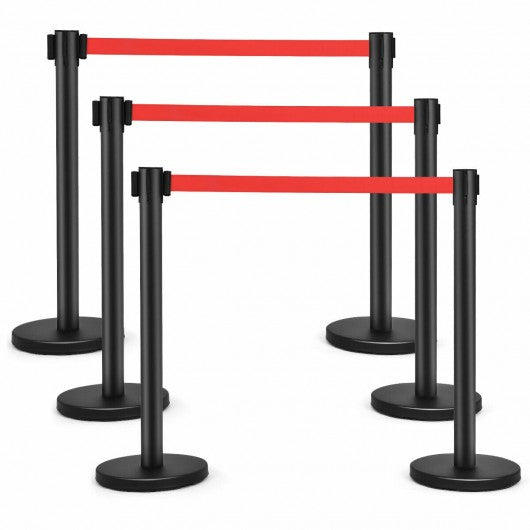 6 pcs Black Stanchion Posts Queue Pole