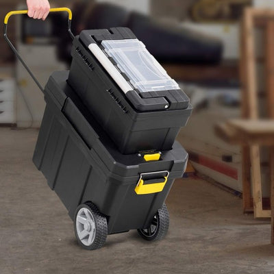 2-in-1 Rolling Tool Box Set Mobile Tool Chest Storage Organizer Portable Black