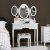 7 Drawer Tri-Folding Mirror Dressing Vanity Makeup Set-White