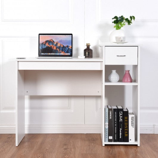 Computer Desk PC Laptop Table with Drawer and Shelf-White