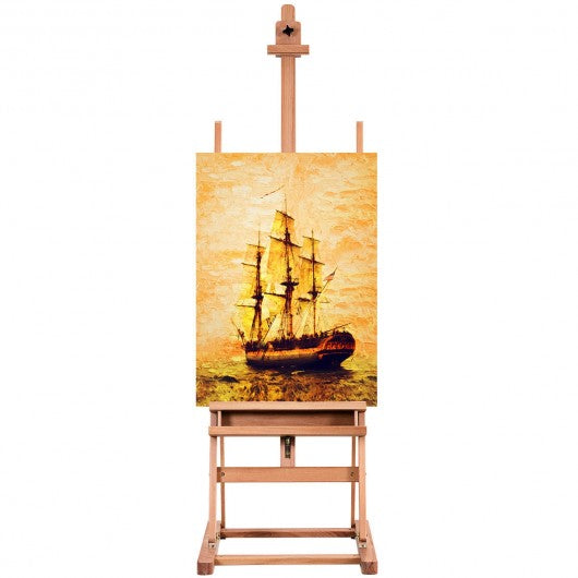 Adjustable Wood H-Frame Painting Floor Easel with Tray