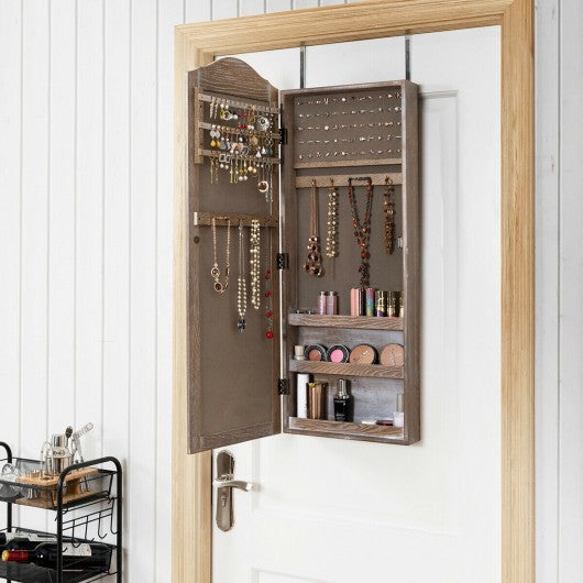 Cabinet Wall/Door Mounted with Mirror Jewelry Armoire