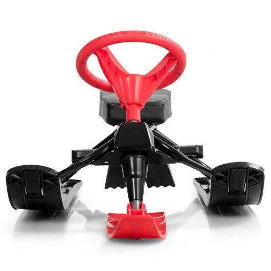 Kids Snow Sand Grass Sled w/ Steering Wheel and Brakes