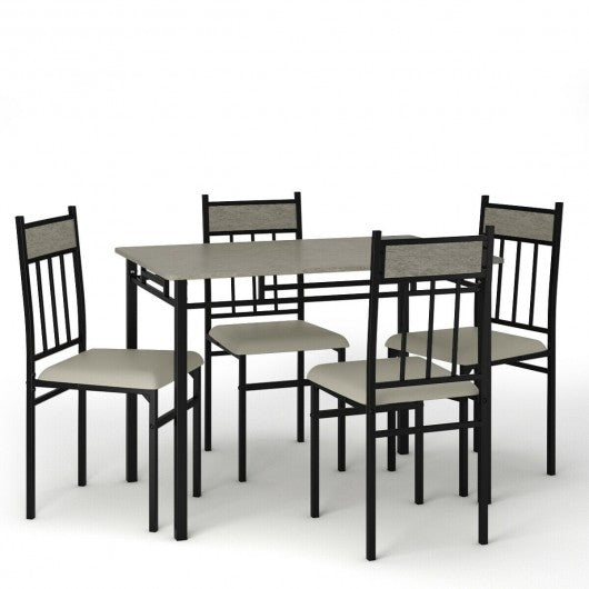 5 Piece Faux Marble Dining Set Table