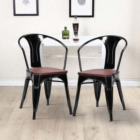 Set of 2 Tolix Style Armchair-Black