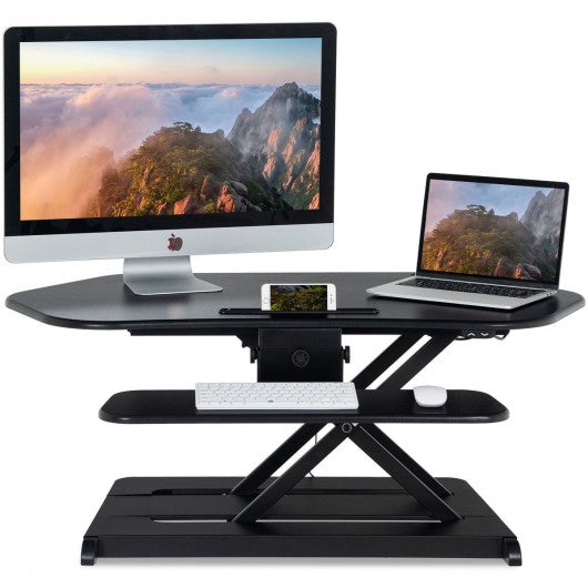 Electric Height Adjustable Sit-Stand Converter Standing Desk-Black