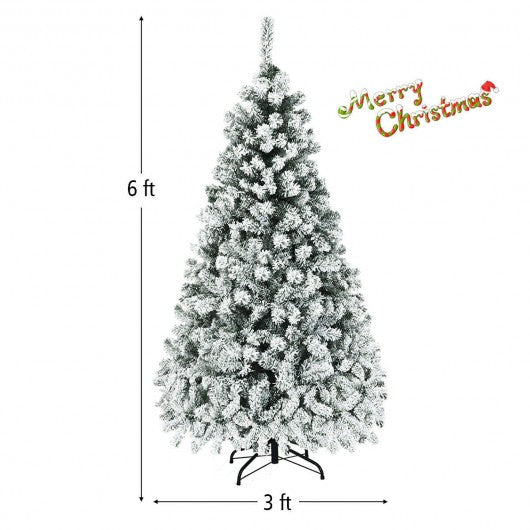 PreLit Premium Snow Flocked Hinged Artificial Christmas Tree