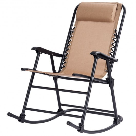 Outdoor Patio Headrest Folding Zero Gravity Rocking Chair