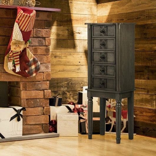 Standing Jewelry Cabinet Armoire with Makeup Mirror