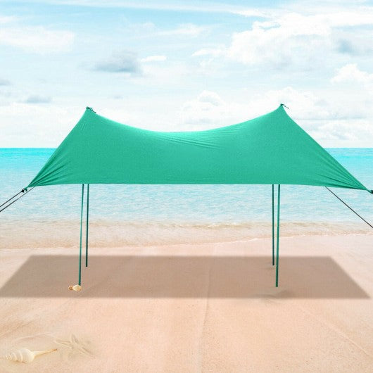 7' x 7' Family Beach Tent Canopy Sunshade w/ 4 Poles