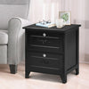 Solid Wood Elegant Storage Nightstand w/ 2 Locking Drawers